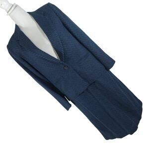 HABERDASHER! FINE WOOL BLEND BLUE/BLACK HERRINGBONE/CHECKED 2 PC SKIRT SUIT!SZ 9